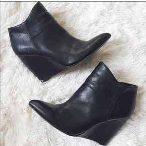 Nine West Black leather wedge booties